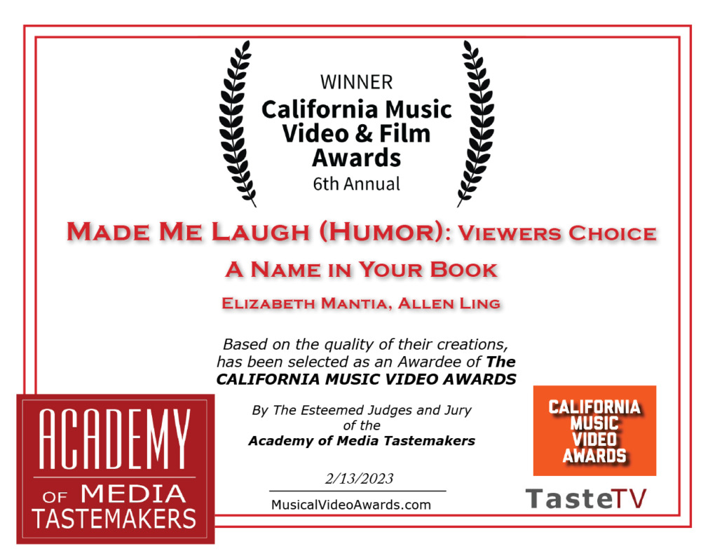 6th California MUSIC VIDEO AWARDS Certificate Viewers Choice